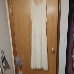 Elegant Cream Lace Knit Mix Dress